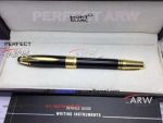 Perfect Replica Montblanc JFK Gold Clip Black Rollerball Pen
